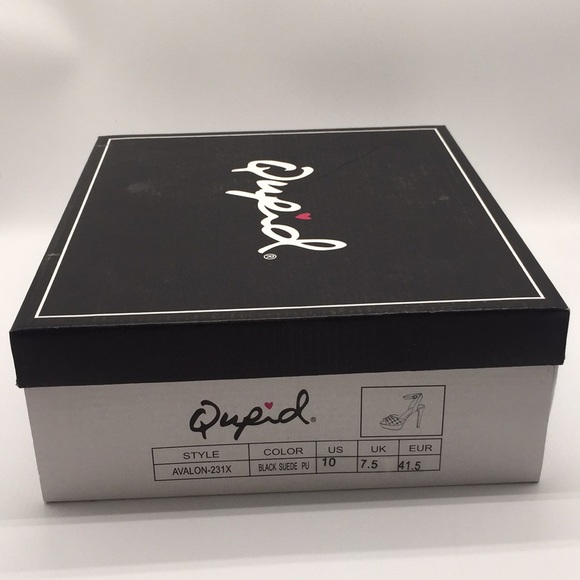 Qupid Ladies Platform Black Suede 5” Heels Pumps Open Toe Black Suede Size 10 - Picture 2 of 16